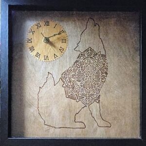 Wooden Wolf Wall Clock